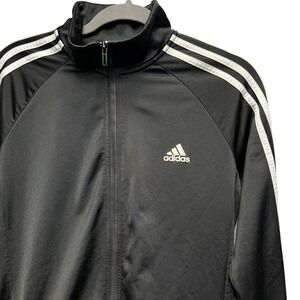 Adidas Track Jacket Full Zip Womens L Black Athleisure Gorpcore